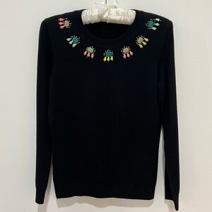 Black DVF Pullover Sweater with Bead Neck Detail - Size S